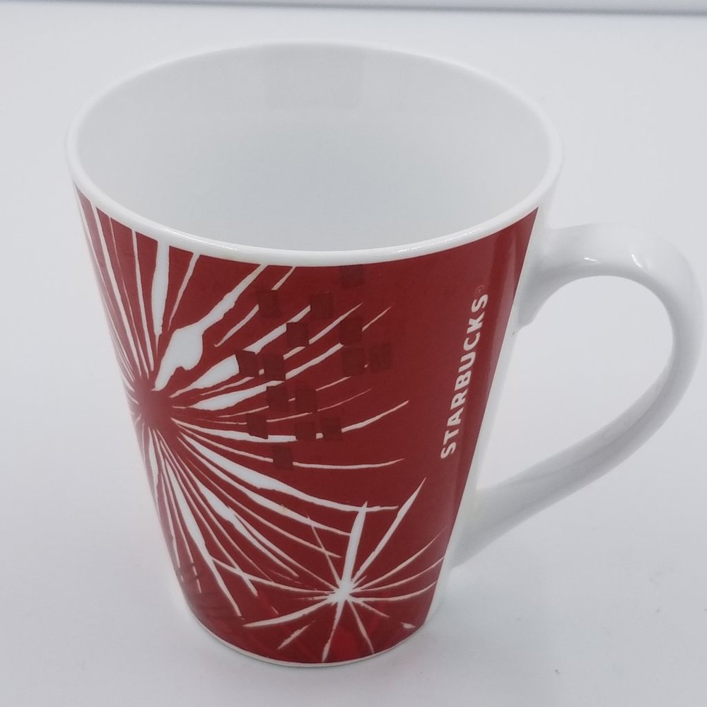 Starbucks Collectible 2014 Red Starburst Abstract Ceramic Mug